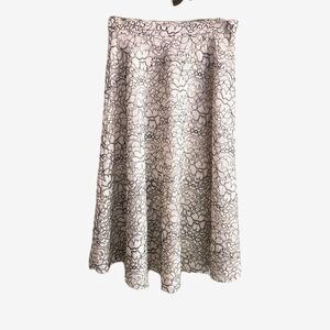 Three Dots Floral Lace A-Line Midi Skirt Sz S White Kentucky Derby Wedding Party